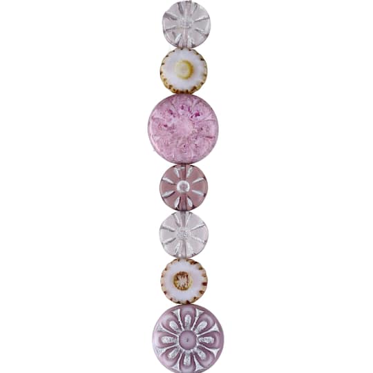 6 Packs: 13 ct. (78 total) Lavender Garden Czech Glass Flat Round Bead Mix by Bead Landing™